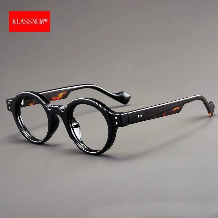 KLASSNUM Vintage Reading Glasses Men Small Round Magnifing L