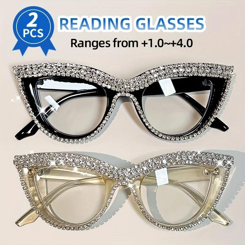 Rhinestone Cat-Eye Reading Glasses Twin Pack