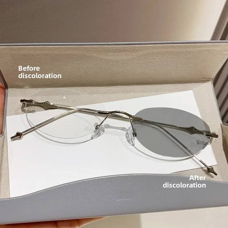 Small Oval Photochromic Myopia Glasses Women Men Fashionable